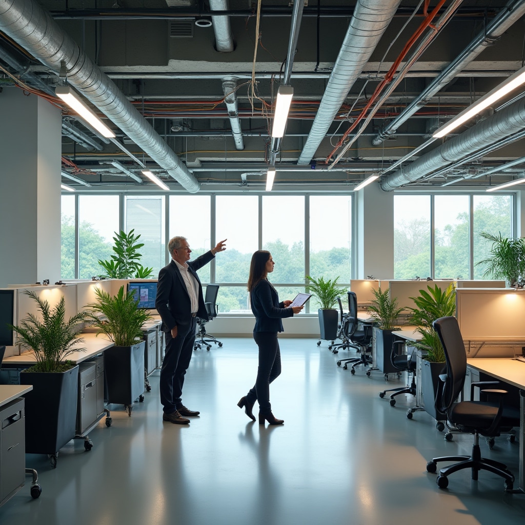 Modular workspace showing flexible infrastructure and reconfigurable elements