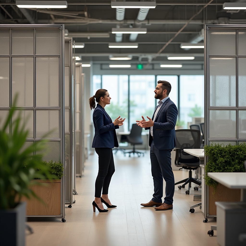 Flexible office space with modular furniture and adaptable zones