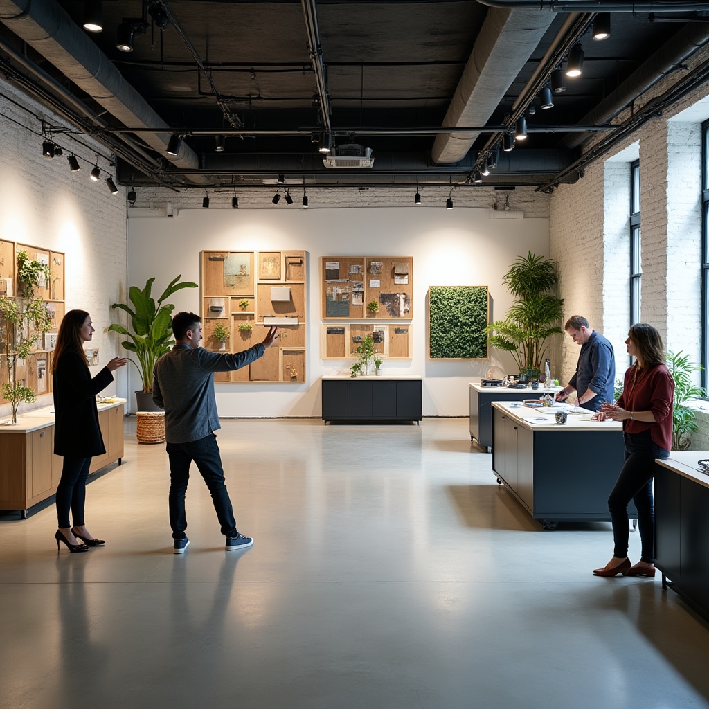 Creative studio workspace with versatile presentation area and production zones